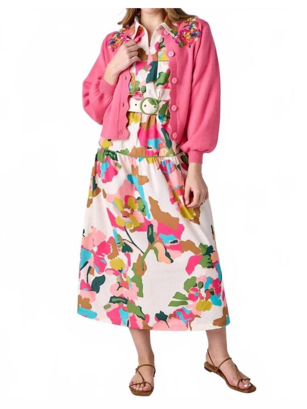 CROSBY by Mollie Burch Floral Embroidered Neckline Button cardigan - Picture 5 of 16